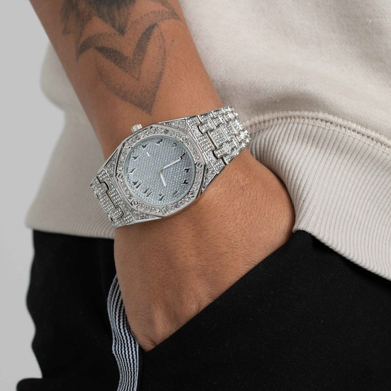 ICED EGYPTIAN DIAL DIAMOND WATCH [18K WHITE GOLD]