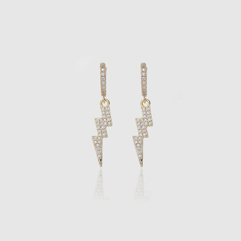 ICED TRIPLE BOLT EARRINGS [18K GOLD]