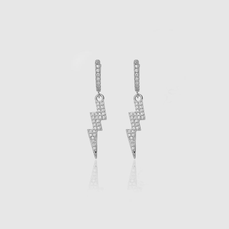 ICED TRIPLE BOLT EARRINGS [18K WHITE GOLD]