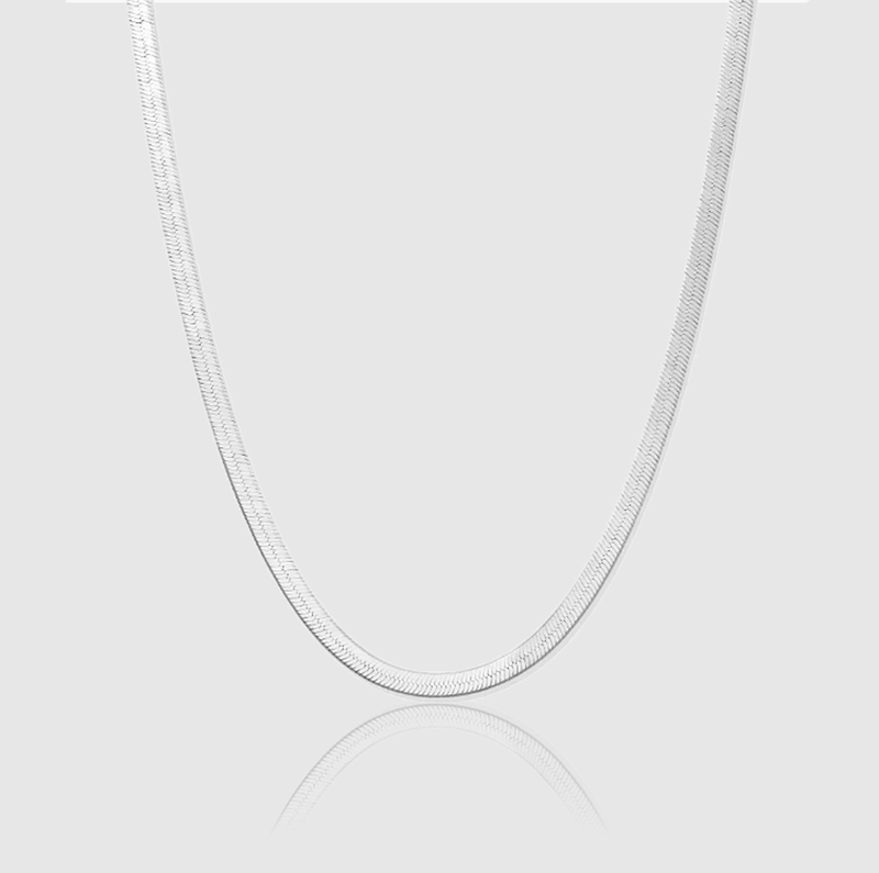 WOMEN'S HERRINGBONE CHAIN [18K WHITE GOLD] 3MM