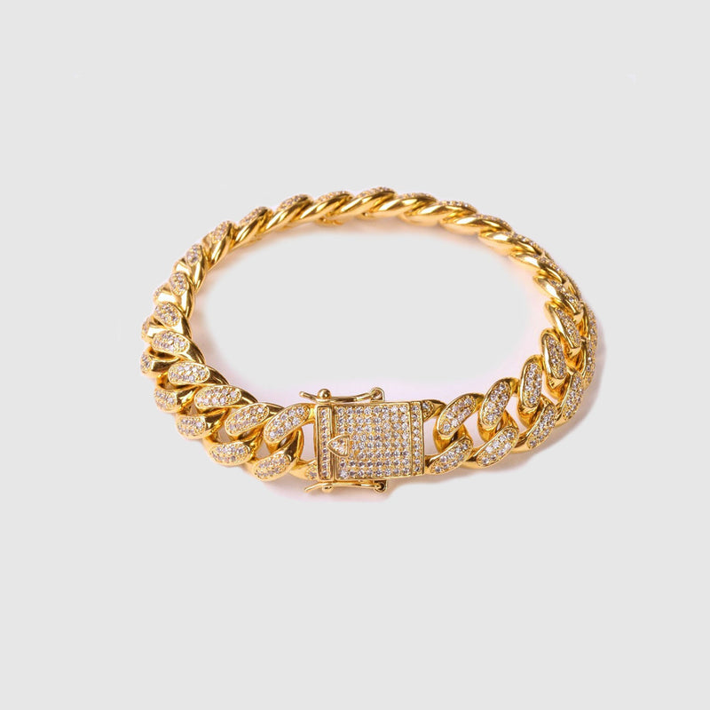 WOMEN'S ICED CUBAN BRACELET [18K  GOLD] 8MM