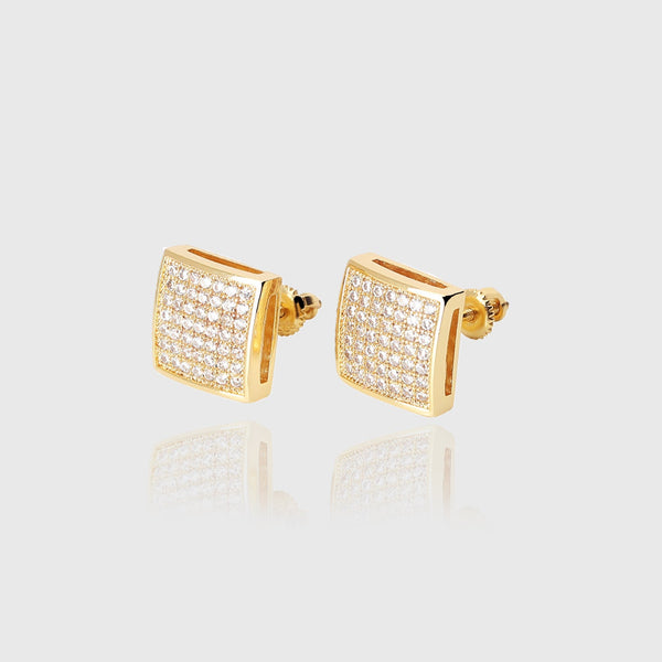 SQUARE STUD EARRINGS [18K GOLD]