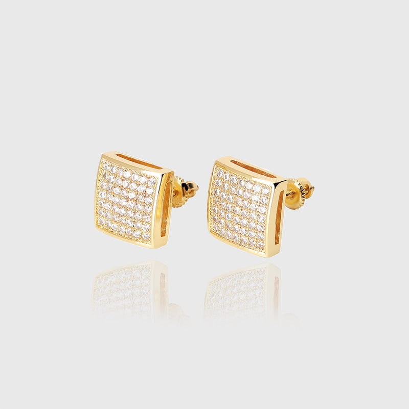 SQUARE STUD EARRINGS [18K GOLD]