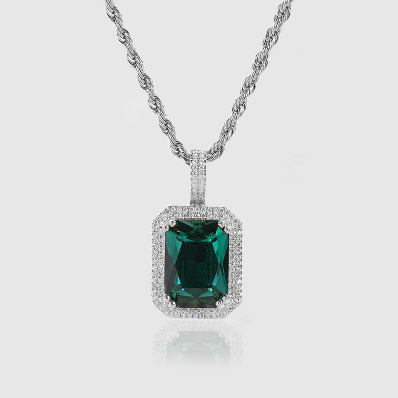 EMERALD AND SILVER GEM PENDANT