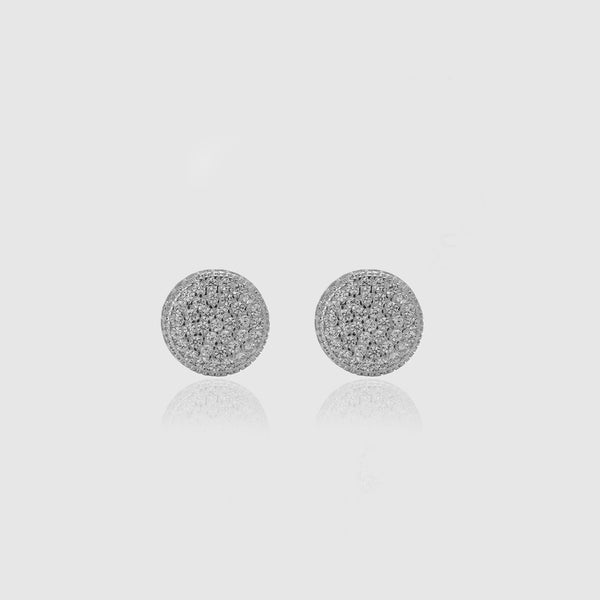 ICED ROUNDED EARRINGS [18K WHITE GOLD]