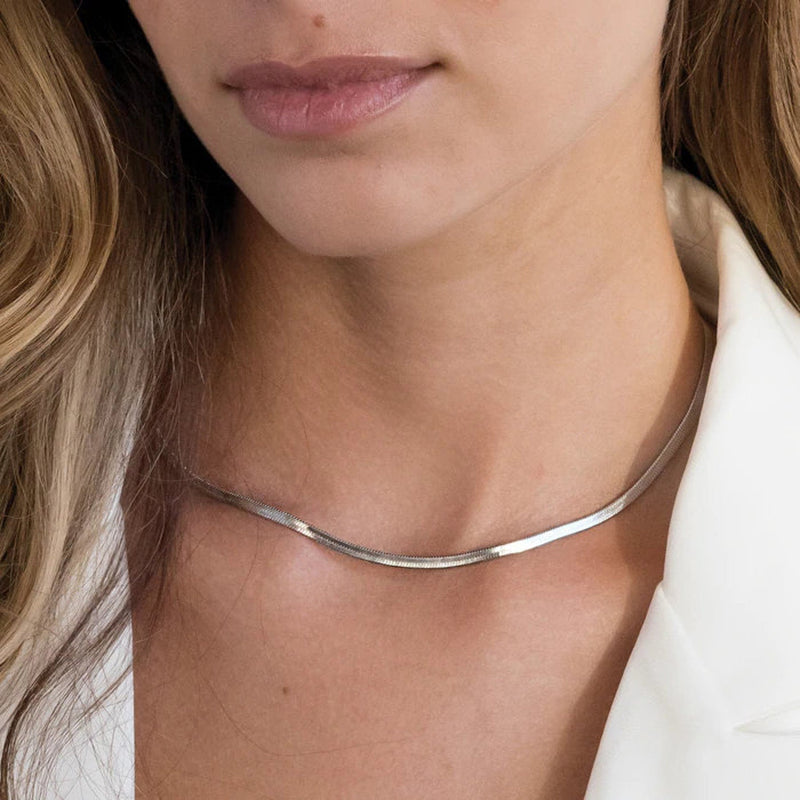 WOMEN'S HERRINGBONE CHAIN [18K WHITE GOLD] 3MM