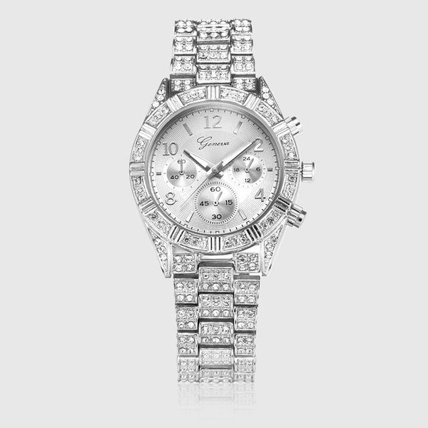 MALVOS ICED MULTI DIALED WOMEN'S WATCH IN SILVER - Malvos