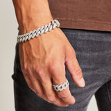 ICED DIAMOND PRONG CUBAN RING [18K WHITE GOLD]