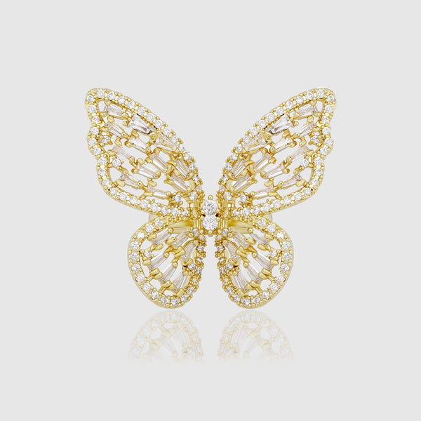 WOMENS BAGUETTE STONE BUTTERFLY RING - Malvos