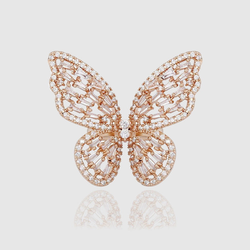 WOMENS BAGUETTE STONE BUTTERFLY RING - Malvos