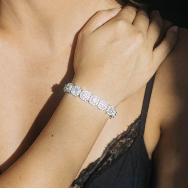 WOMEN'S CLUSTERED TENNIS BRACELET [WHITE GOLD] 10MM - Malvos