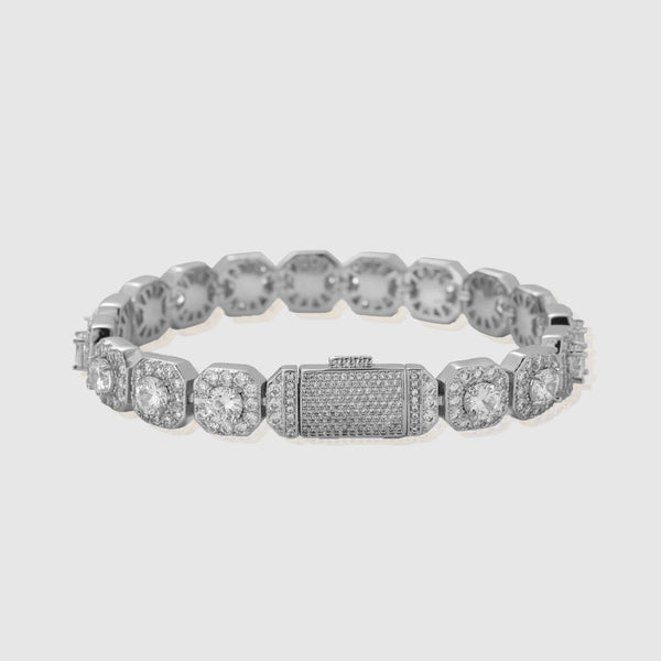 WOMEN'S CLUSTERED TENNIS BRACELET [WHITE GOLD] 10MM - Malvos