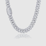 WOMEN'S DIAMOND PRONG CUBAN CHAIN [WHITE GOLD] 12MM - Malvos