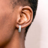 WOMEN'S DOUBLE ICED HOOP EARRINGS [WHITE GOLD] - Malvos