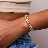 WOMEN'S ICED CUBAN BRACELET [18K GOLD] 8MM - Malvos