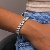 WOMEN'S ICED CUBAN BRACELET [WHITE GOLD] 8MM - Malvos