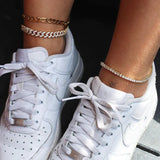 WOMENS ICED CUBAN PRONG ANKLET [GOLD] 8MM - Malvos
