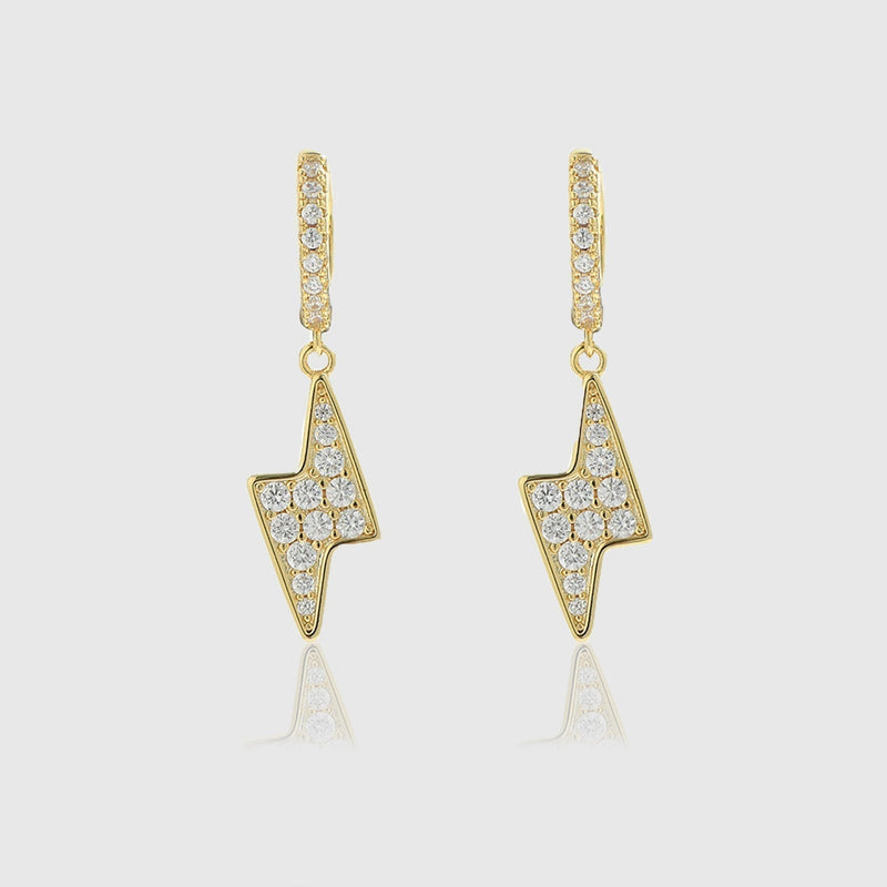 WOMEN'S ICED LIGHTNING BOLT EARRINGS [18K GOLD] - Malvos