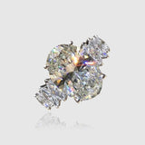 WOMENS MALVOS BRILLIANT OVAL CUT WITH MARQUISE SHAPE SIDE STONES RING - Malvos