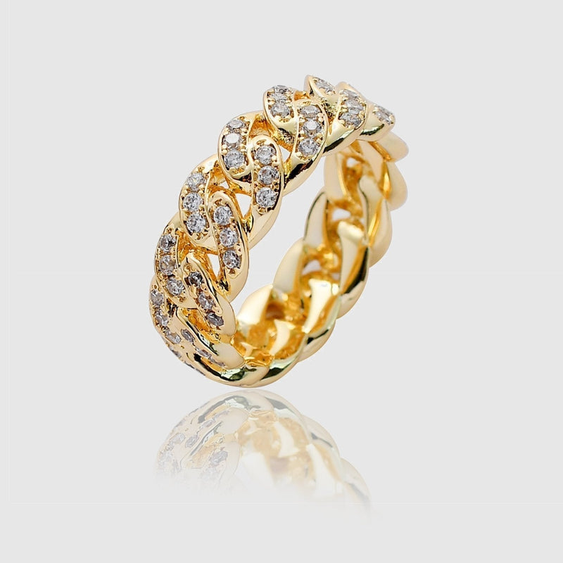 WOMENS MIAMI ICED CUBAN RING [GOLD] - Malvos