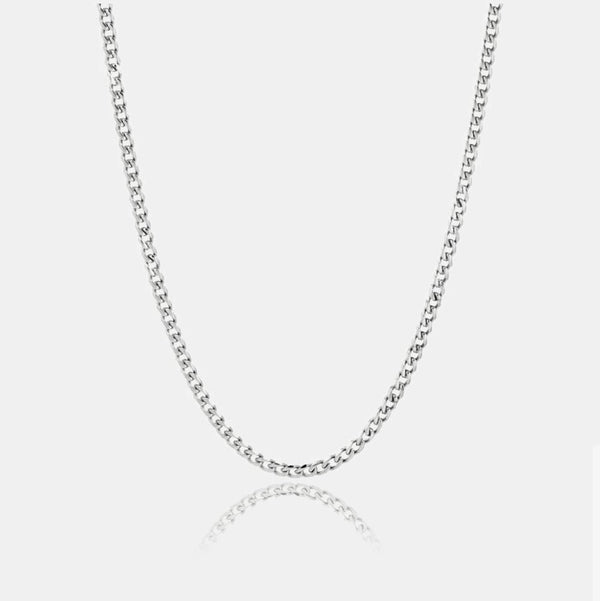 WOMEN'S MICRO CUBAN CHAIN [WHITE GOLD] 3MM - Malvos