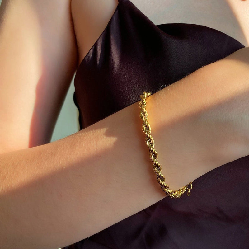 WOMEN'S ROPE BRACELET [18K GOLD] 5MM - Malvos