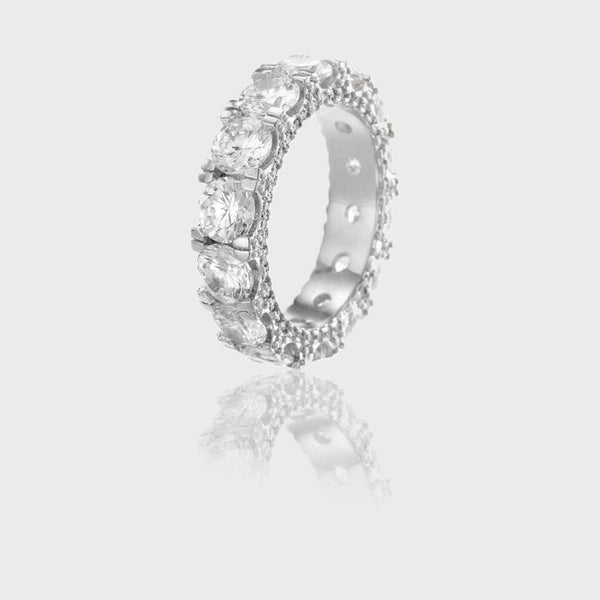 WOMEN'S SINGLE ROW DIAMOND RING [WHITE GOLD] - Malvos