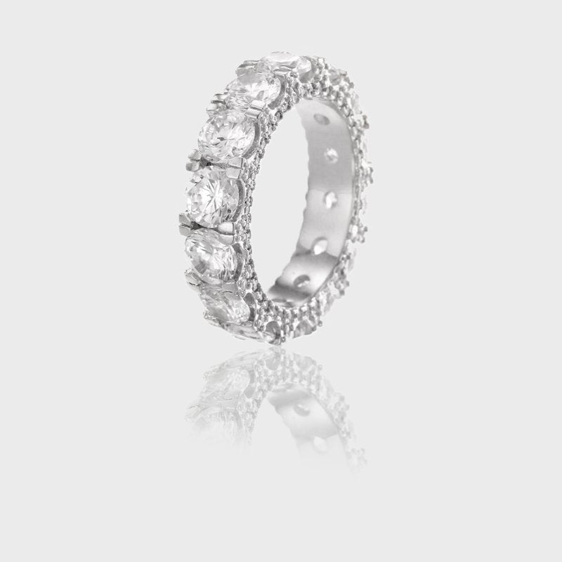 WOMEN'S SINGLE ROW DIAMOND RING [WHITE GOLD] - Malvos